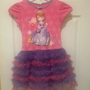 Disney Pink Ruffled Tiered Babydoll Dress with Puff Sleeves